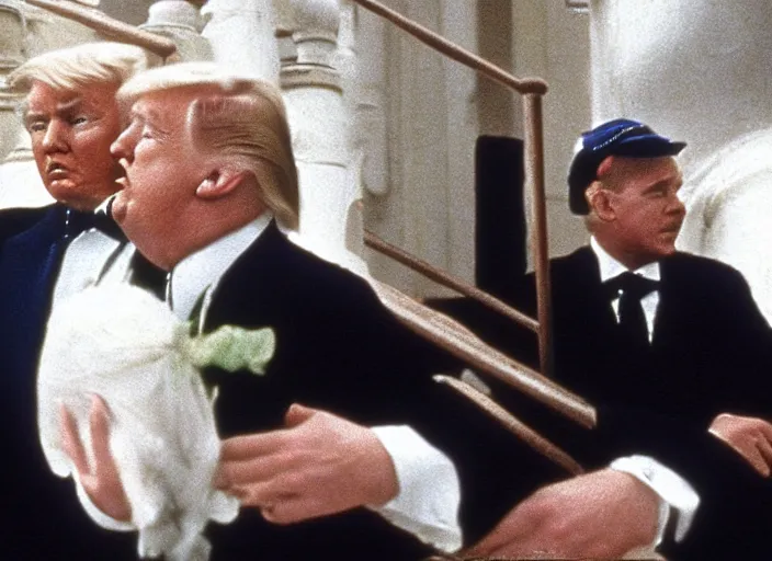 Prompt: film still Donald Trump in Titanic 1997