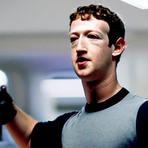 Prompt: a screenshot of mark zuckerberg as neo in the matrix