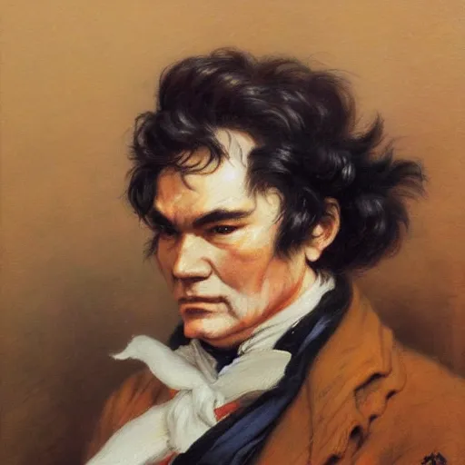 Image similar to ludwig van beethoven, wuxia, character design, painting by gaston bussiere, katsuya terada, frank frazetta, tom of finland, trending on artstation