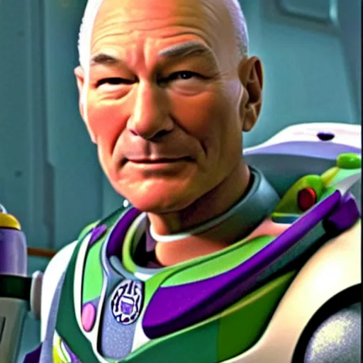 Image similar to patrick stewart as the real buzz lightyear