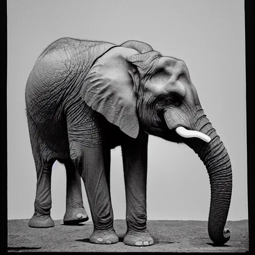 Image similar to Creature with the body of an elephant and the head of a human, National Geographic photograph