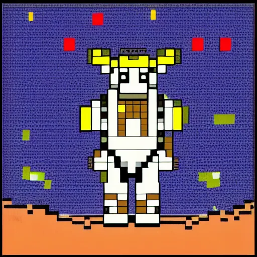 Prompt: a cow in a space suit, pixel art