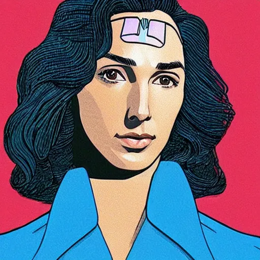 Image similar to “ gal gadot retro minimalist portrait by jean giraud, moebius starwatcher comic, 8 k ”