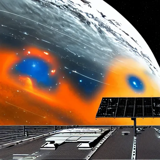 Prompt: space cargo ship with radio antenas, big storage, main battle tank, in orange space nebula, concrete, concrete sun, ww2 space tech, very very very very beautiful digital art, wide angle, far away, from the distance
