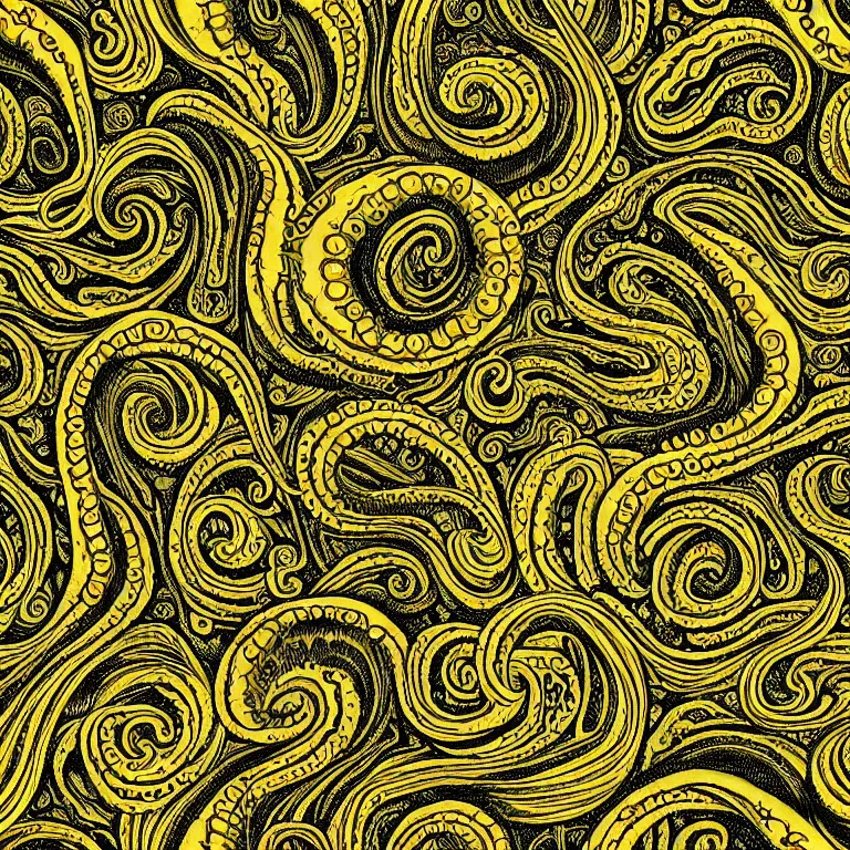 Prompt: lovecraftian seamless pattern by beksisnki, jean delville,