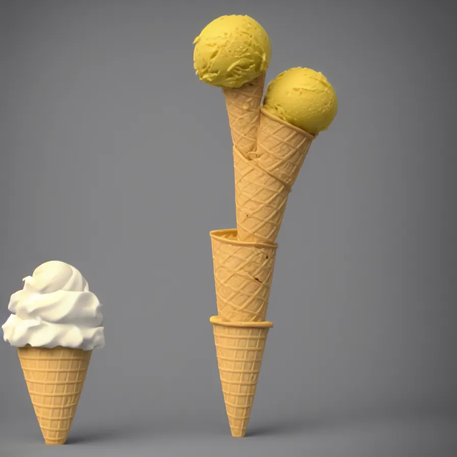 Image similar to 3 d render of a cute ice cream cone