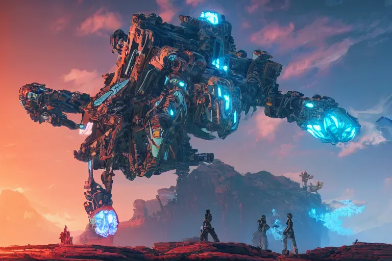 Image similar to rockbreaker machine mecanical creature robot of horizon forbidden west horizon zero dawn bioluminiscence global illumination ray tracing hdr fanart arstation by ian pesty and alena aenami artworks in 4 k