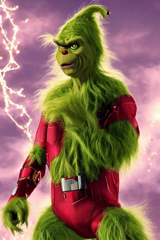 Image similar to The Grinch stole Ironman's armor, Grinch is Ironman, Ironman starring The Grinch