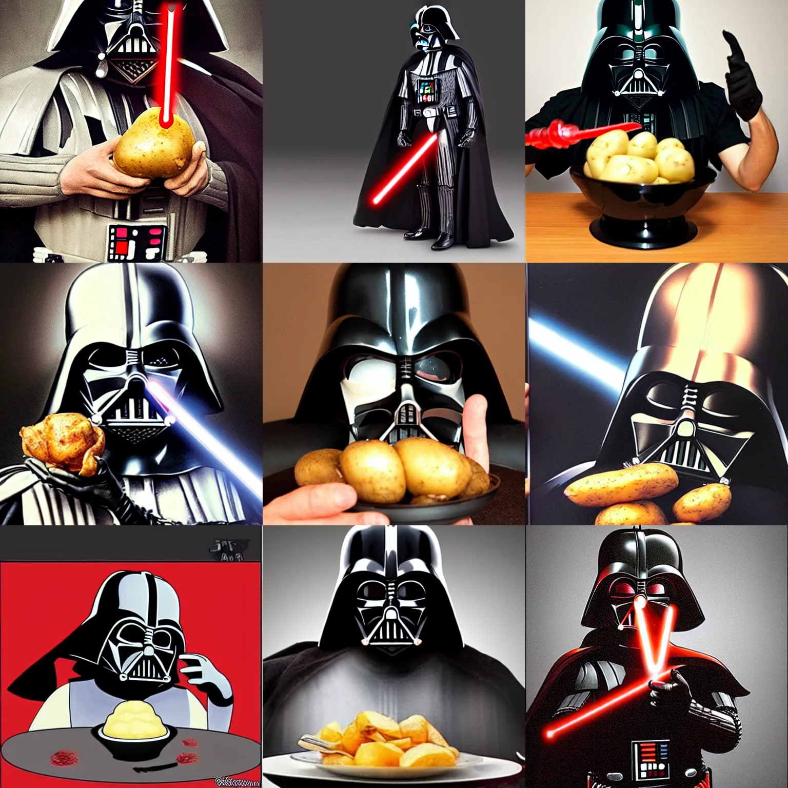 Prompt: Darth Vader eating a potato