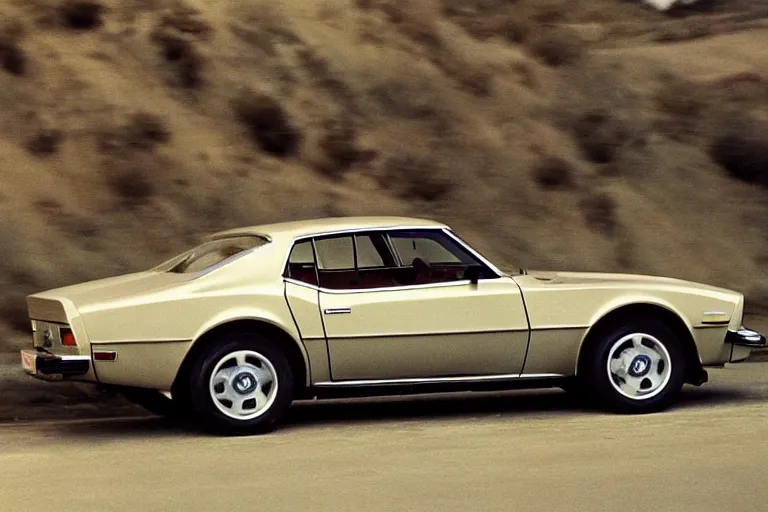 Image similar to 1975 Volvo Firebird, movie still, speed, cinematic Eastman 5384 film