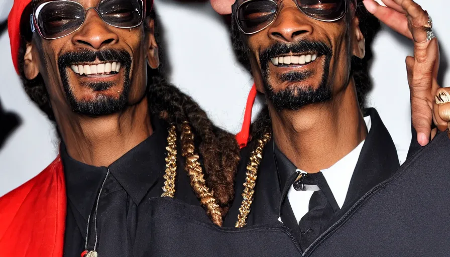 Snoop Dogg smiles sweetly, with big red eyes | Stable Diffusion | OpenArt