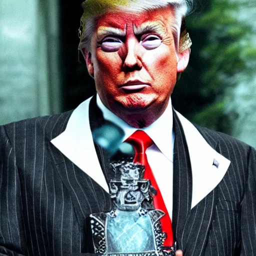 Image similar to photo of donald trump, kodak portra 4 0 0, wearing a suit of knight ’ s armor, two arms, two legs, symmetrical face, donald trump ’ s face, donald trump, donald trump holding a mythical sword, knights armor