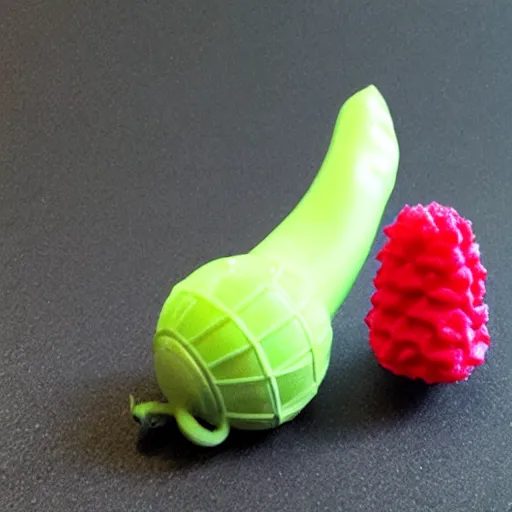 Prompt: a 3d printed plumbus, fresh from the printer