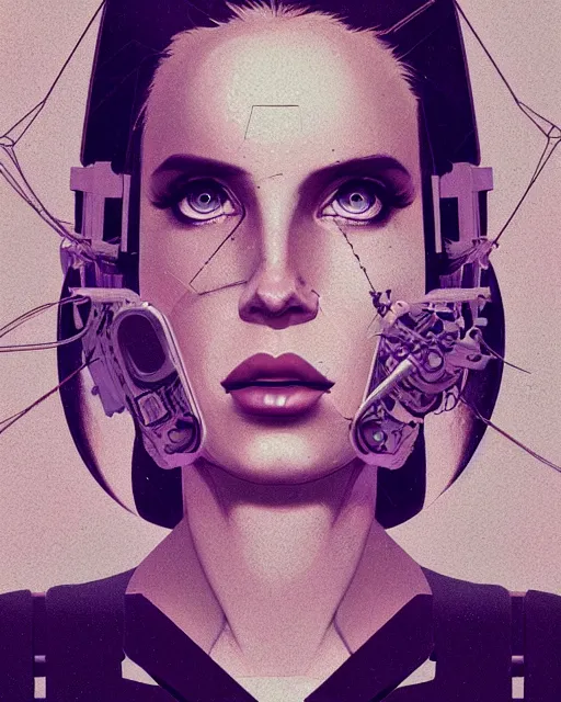 Image similar to portrait of lana del rey as a cyborg. intricate abstract. intricate artwork, by tooth wu, wlop, beeple, dan mumford. concept art, octane render, trending on artstation, greg rutkowski very coherent symmetrical artwork. cinematic, key art, hyper realism, high detail, octane render, 8 k, iridescent accents