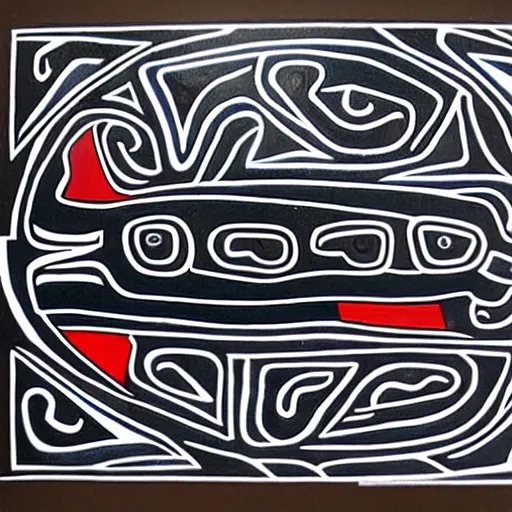 Image similar to whale. style of haida gwaii, pacific northwest coast, formline, native art, tribal art, clean