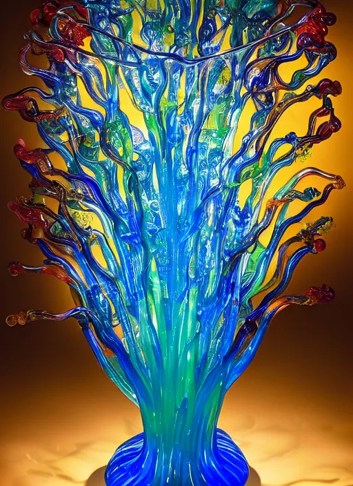 Prompt: a table light designed by dale chihuly