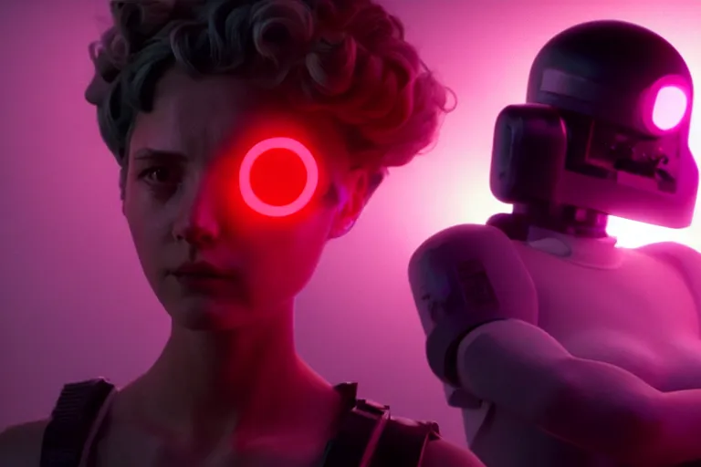 Image similar to vfx film, love death and robots, flat color profile low - key lighting award winning photography arri alexa cinematography, hyper real photorealistic cinematic, atmospheric cool colorgrade