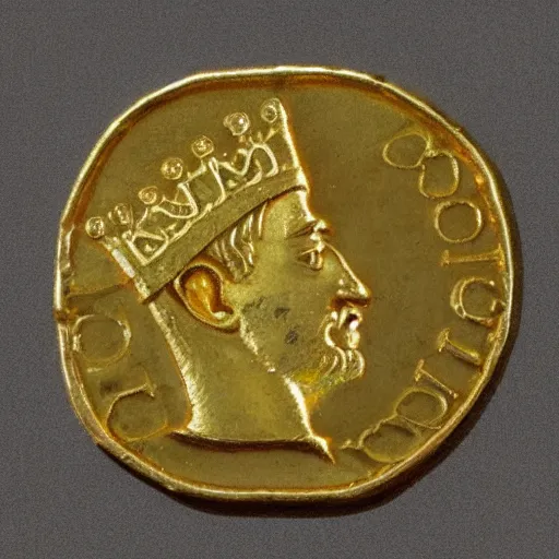 Prompt: 4 th century gold solidus coin of king arthur, today's featured photograph 4 k