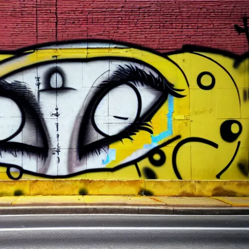 Image similar to wall with graffiti of man with one eye made with pteroglyphe