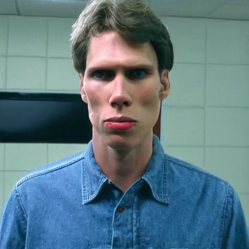 Image similar to Live Action Still of Jerma in Napoleon Dynamite, real life, hyperrealistic, ultra realistic, realistic, highly detailed, epic, HD quality, 8k resolution, body and headshot, film still