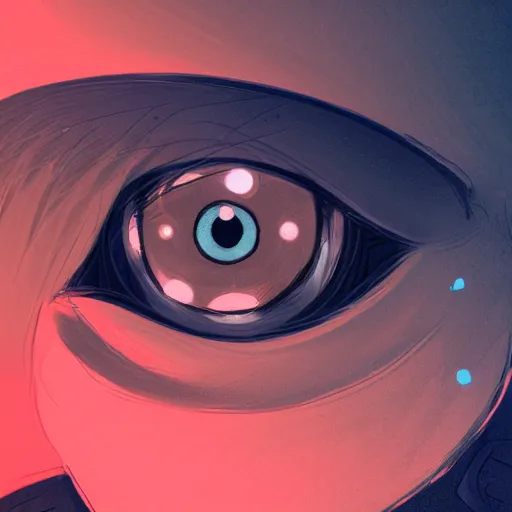 Prompt: A human boy staring staring into the eyes of a female robot, trending on art station, emotional science fiction, neon background