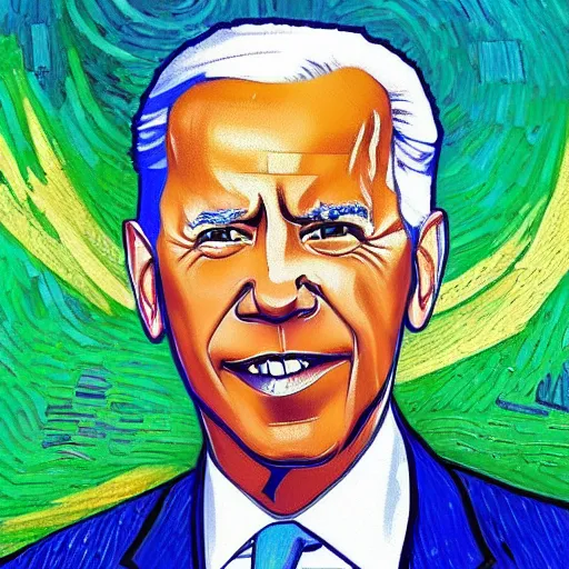 Image similar to a perfect fusion of Joe Biden and Barack Obama, style of Vincent Van Gogh, presidential fusion, mix of Biden and Obama, presidential cross, portrait, oil painting by Van Gogh, 4k photograph of painting