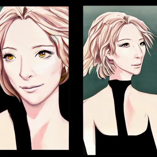 Image similar to An anime portrait of cate blanchett ,