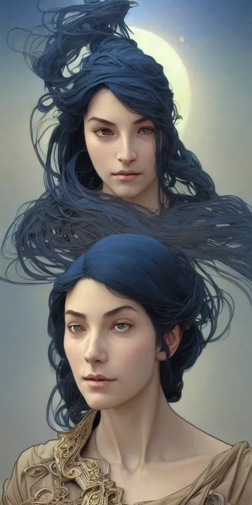 Image similar to charismatic female character, ancient, sand, indigo, intricate, highly detailed, digital painting, artstation, concept art, smooth, sharp focus, illustration, Unreal Engine 5, 8K, art by artgerm and greg rutkowski and alphonse mucha, by Jesper Ejsing, by RHADS, Makoto Shinkai and Lois van baarle, ilya kuvshinov, rossdraws