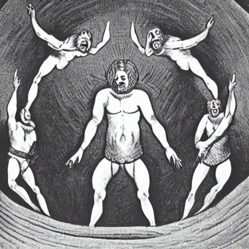 Image similar to Man arising from the ninth circle of hell