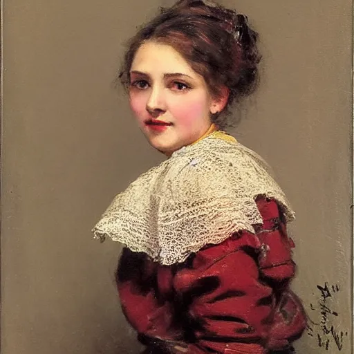 Image similar to photo of young woman by nikolay makovsky