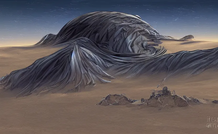 Prompt: Paul Atreides landing on Arrakis, landscape, digital art, highly detailed