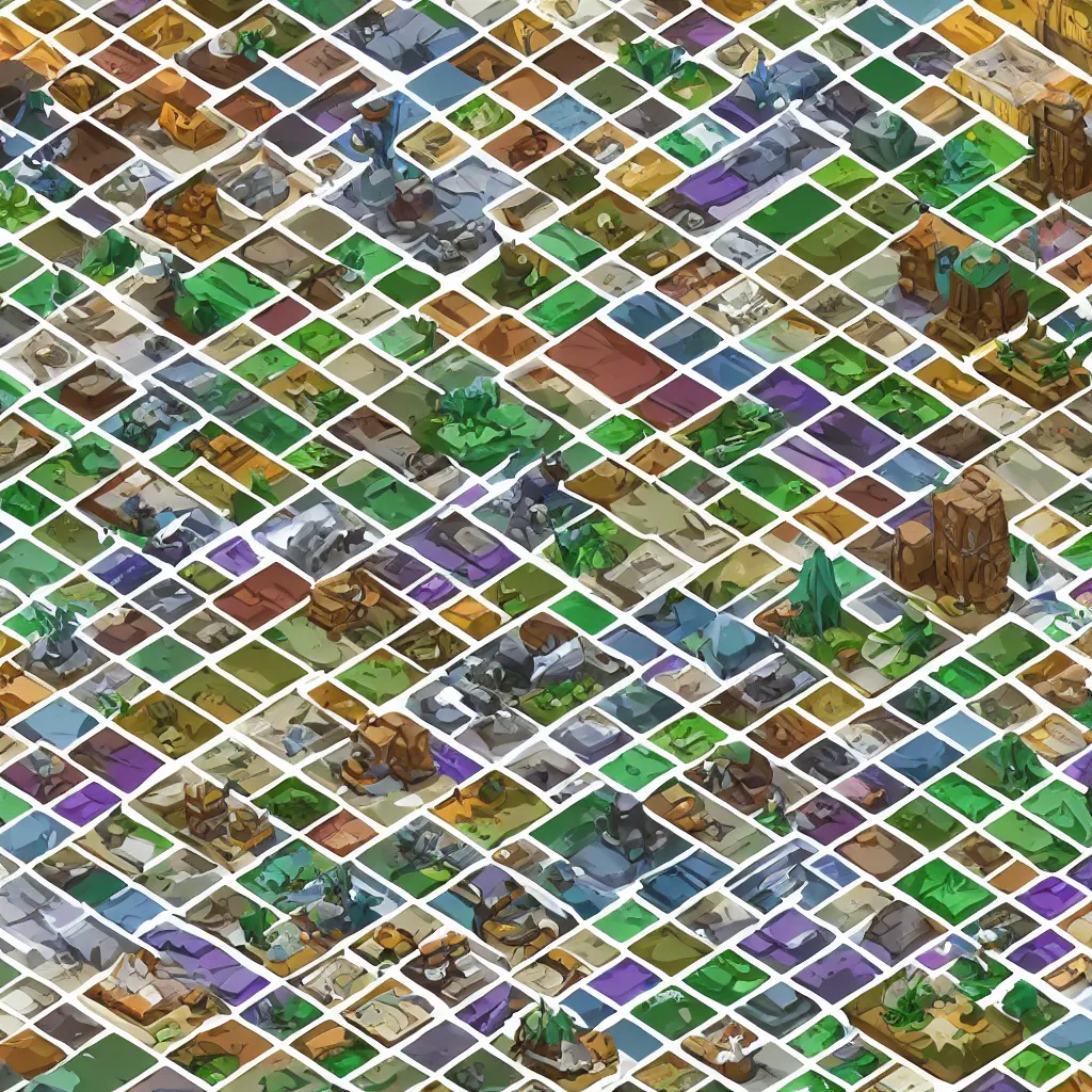 Image similar to isometric tileset pack for magic resource gathering game, png