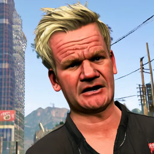 Image similar to still of gordon ramsey screaming at people in gta v