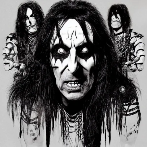 Image similar to alice cooper, black metal