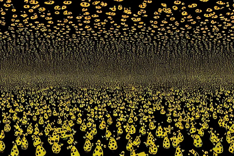 Image similar to Yayoi Kusama infinity room filled with pikachus photorealistic hyperdetailed 35mm 4k