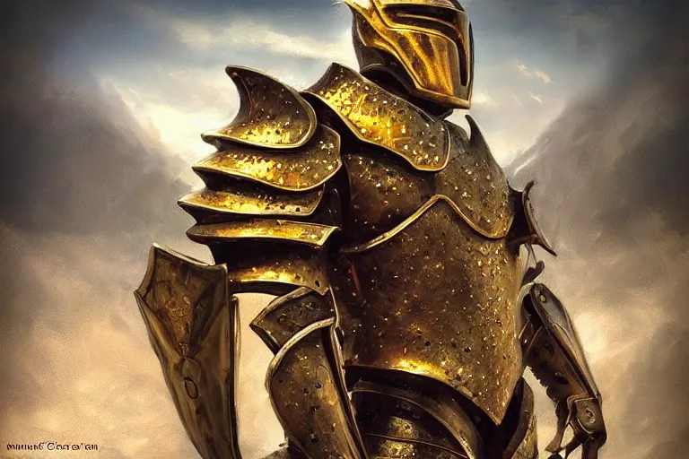 Image similar to armor, fantasy, painting, ultra realistic!!!, clear weather, golden hour, sharp focus