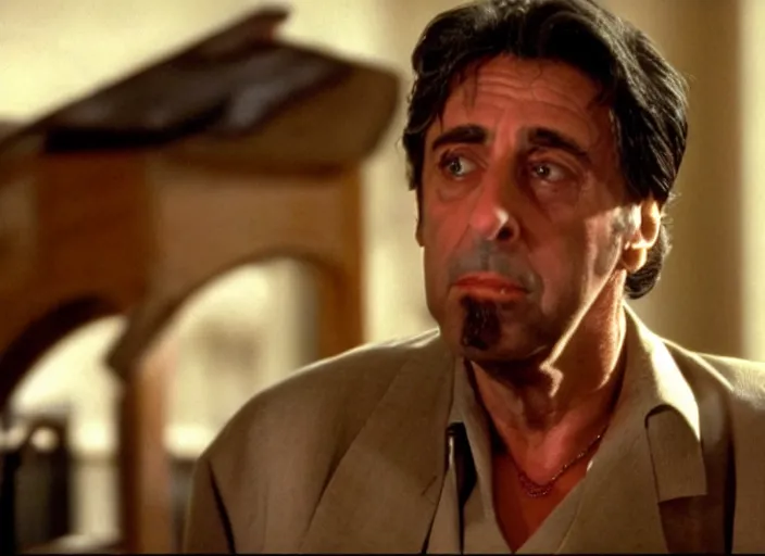 Image similar to film still of !!!!Al Pacino!!! as Everett in Oh Brother Where Art Thou 2000, 4k