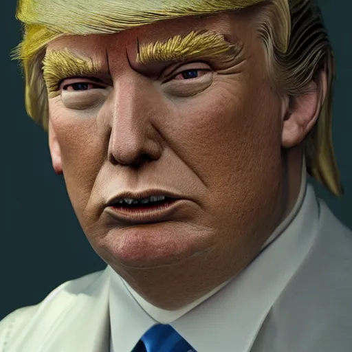 Image similar to donald trump, au naturel, hyper detailed, digital art, trending in artstation, cinematic lighting, studio quality, smooth render, unreal engine 5 rendered, octane rendered, art style by klimt and nixeu and ian sprigger and wlop and krenz cushart