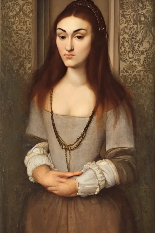 Prompt: beautiful face portrait of sasha grey, oil painting by nicholas hilliard, raphael, sofonisba anguissola