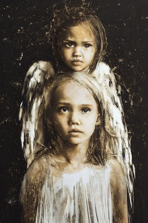 Prompt: Jessica Alba girl as an angel In the style of Nicola Samori