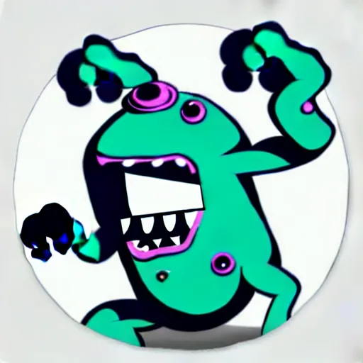 Image similar to cute monster skateboarding, sticker art, cronobreaker, beeple