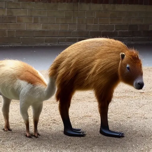 Image similar to a hybrid between a capybara and a llama