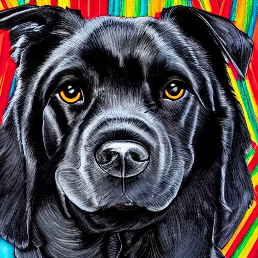 Prompt: black colley dog, poly art, high quality