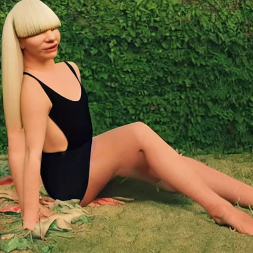 Image similar to Sia Furler artistic photoshoot wearing a leotard 4k