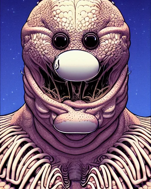 Image similar to a strange and funny creature, adult swim, character portrait, portrait, close up, concept art, intricate details, highly detailed by moebius