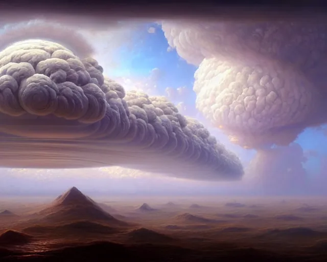 Image similar to a hyper - detailed 3 d render like a oil painting of venusian cloud farming, surrealism!!!!! surreal concept art, lifelike, photorealistic, digital painting, aesthetic, smooth, sharp focus, artstation hd, by greg rutkowski, bruce pennington, valentina remenar and asher duran,