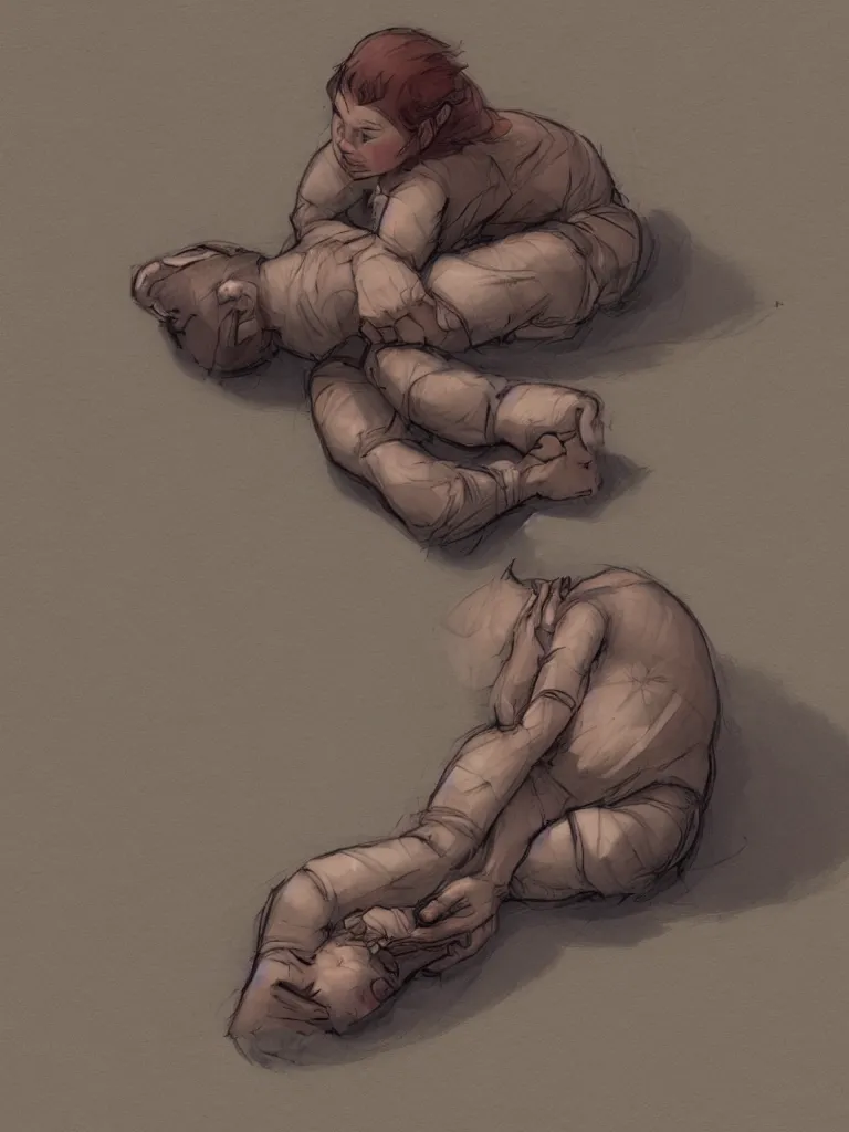 Image similar to fetal position by Disney Concept Artists, blunt borders, rule of thirds