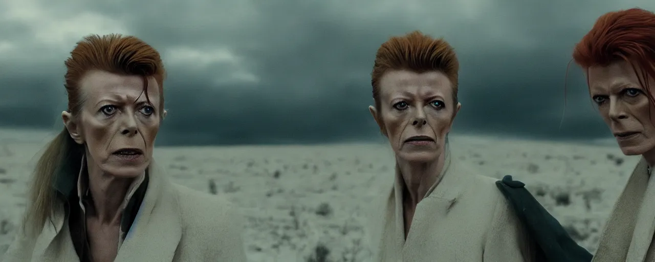 Image similar to a film still of david Bowie in Elden Ring high quality .