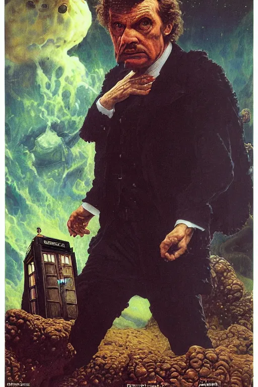 Prompt: full length portrait of dr who enemy zygon painted by lawrence alma tadema, zdzislaw beksinski, norman rockwell, jack kirby, tom lovell, alex malveda, greg staples, bbc, tv