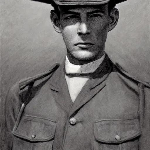 Prompt: a detailed photorealistic sepia - toned color portrait painting of a 1 9 1 7 worried clean - shaven british lieutenant in detailed field gear wearing a finely - detailed pith helmet in wadi rum, ultra realistic, intricate details, lovecraft, atmospheric, dark, horror, brooding, highly detailed, by clyde caldwell